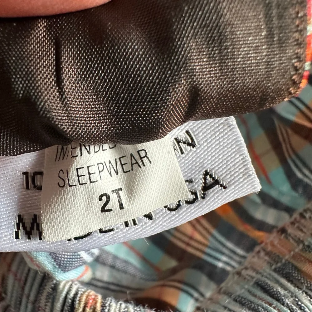 Girls Haley and the Hound Plaid Nightgown 2T Blue Orange Monogram G